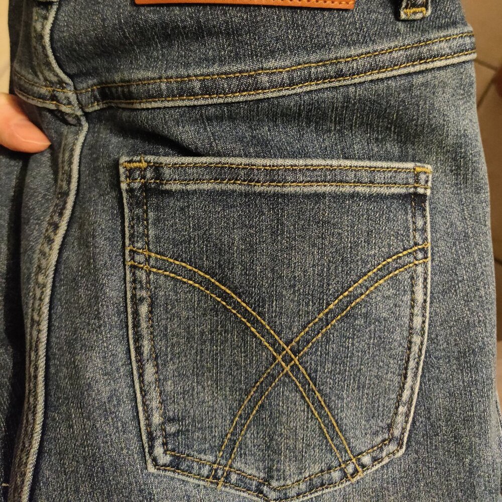 COMMENSE Raw Hem High Waist Bootcut Jeans Size XS Stretch Cotton NWT - Picture 2 of 5